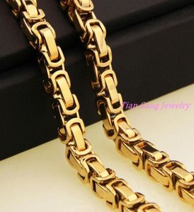 7quot40quot 8mm Fashion Jewelry Trendy Byzantine Chain Men039s 316L Stainless Steel Necklace Mens Gold Chains Necklaces1830711