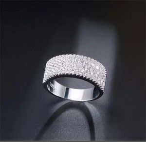 Ins Top Sell Wedding Rings Luxury Jewelry 18Kホワイトゴールドフィル5AキュービックジルコンサファイアCZダイヤモンドジェムストーンパーティー女性ETERNITY E7204924