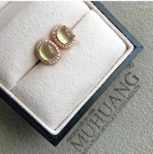 Studörhängen prehnite örhänge naturlig 925 sterling silver fina ädelstenar smycken för män eller kvinnor 5 7mm