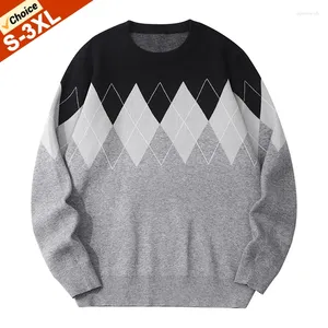 Herrtröjor Argyle tröja män Pullover Original Design Knitwear Winter Man Hoppers Jersey Man kläder monterade S-3XL underkläder