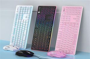 104 Key L1 Wired Film Luminous Keyboard USB Home Office Computer Game Tangentboard Mouse Set Epacket268K204K259S251B8296210