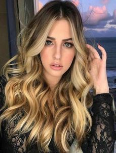 Women Party Blond Wig Syntetic Brown Ombre Long Wavy Natural Wigshair Net9540183