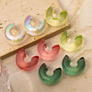 Creolen Uworld Candy Color Chunky Transparent Halbrund Ohrring Umweltfreundliches Harzmaterial Schmuck für Fashionistas