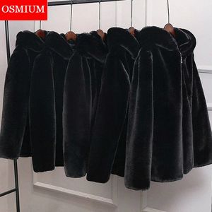 Autumn Winter Men Faux Fur Coat Black Fake Fur Mink Fur Jacket Oversize Mens Plush Fluffy Hooded Windbreaker Zip Up Top Overcoat 231226