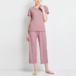 Kvinnors T -skjortor Kvinnor Kort ärm Runda nacke Casual skjorta med kammussla hempyjama för kvinnors pyjamas och shorts fleece set