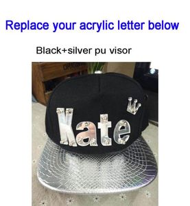 Özel Snapbacks 3D Akrilik Harfler Pu Deri Düz Vizör Şapkaları Bütün Ayarlanabilir Akrilik Hip Hop Cap5015419