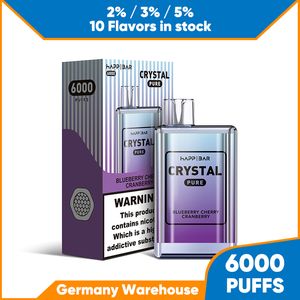 Elektronische Einweg-Zigarette 6000 Puffs Vape Pen Original Crystal Bar 2% Mesh Coil E-Liquid aromatisiert 6k Puff 12 ml Vapers mit 1500 mAh Akku