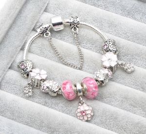 Braccialetto regalo di San Valentino con fascino europeo all'ingrosso, braccialetto di perle di vetro rosa, adatto per gioielli in stile3327216