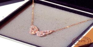 Trendig fjärilshalsband solid 925 sterling silver för tjej julklapp fina smycken hela NL0705249000