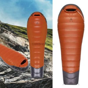 Sacos de dormir de alta qualidade com penas de ganso múmia saco de dormir ultraleve térmico portátil à prova d'água para mochila acampamento caminhadasL231226