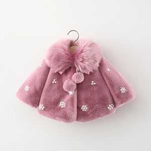 Inverno Neonate Giacca Moda Grande Collo di Pelliccia Morbido Caldo di Spessore Bambino Finto Scialle Sveglio Cappotto Per Bambini Per I Vestiti nati 231226