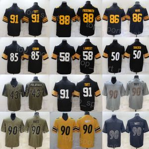 Männer Fußball 85 Eric Ebron Trikots 90 TJ Watt 91 Stephon Tuitt 50 Ryan Shazier 86 Hines Ward 43 Troy Polamalu 58 Jack Lambert 88 Pat Freiermuth Salute To Service Sewing