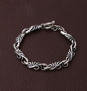 Braccialetti personalizzati in argento sterling 925 con catena a maglie di scorrimento di design europeo americano fatto a mano in argento antico per uomo w7159670