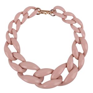 Trendy Big Acrylic Pink Choker Necklace For Women Vintage Resin Chunky Chain Collar Necklaces Pendants Jewelry Party Gifts 231226