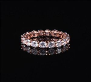 クラスターリングラグジュアリー925シルバー18KローズゴールドセットPave Full Eternity Band Engagement Wedding Diamond Platinum Ring Jewelry4987387