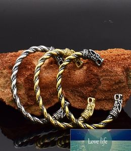 Bangle Crow Nordic Viking Men039s Double Dragon Domineering Fashion Wolf Head Vintage Armband3571508