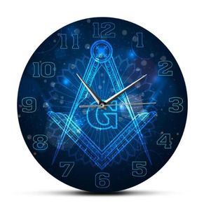 mason Logo Silent Nonticking Wall Clock Master Mason Home Decor Hanging Wall Watch Knights Templar Masonic Lodge Art5489425