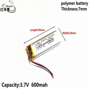 Baterias 10pcs 3.7V 600MAH 701850 Bateria recarregável de polímero de lítio LiPo para MP3 fone de ouvido PAD DVD câmera bluetooth