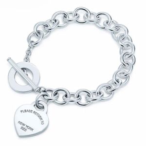 Bracciale di design 100% argento sterling 925 Regalo classico con braccialetto a cuore con chiave Squisito regalo di gioielli con braccialetto da donna