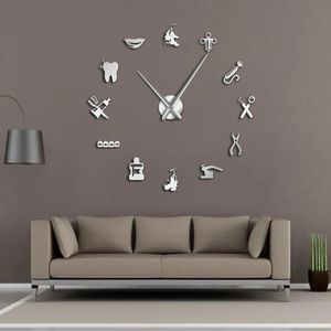 Clocks Dentist DIY Giant Wall Clock Dental Doctor Oversized Wall Clock Big Needle Mirror Dentist Office Decor Dentist Gift Doctor Art 100