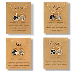 Colares Pingente 12 Constellation Colar Para Mulheres Homens Estrela Zodíaco Signo Leo Libra Áries Desejo Cartão Moda Casal Jóias Gift4283466