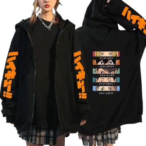 Anime Nekoma Kenma Kozume Haikyuu Zipper Hoodies Haruku Sweatshirt Karasuno High School Manga Zip Up Jacket Coats