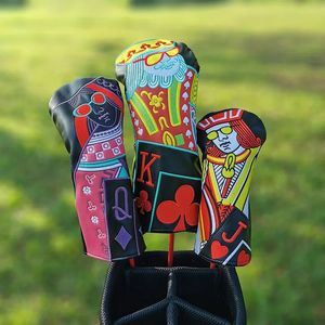 Playing card Golf Wood Cover Driver Fairway Hybrid Putter Iron Cover Waterproof Protector Set Soft Durable Golf headCovers 231225