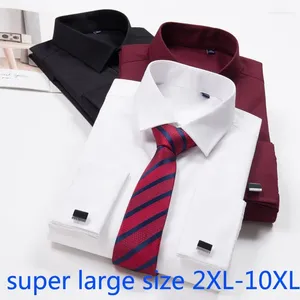 Мужские классические рубашки, модные мужские рубашки с длинным рукавом, свадебные запонки для жениха, белая рубашка больших размеров, элегантная повседневная рубашка больших размеров XL-10XL