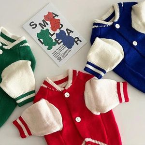 Dog Apparel Teddy Sports Sweaters Pet Warm Knitwear Than Bear Letter Pattern Button Up Shirt Two Legged Clothes Cute