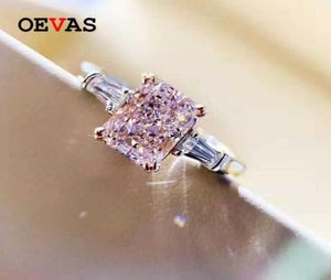 OEVAS 100 925 SREBRE SREBROWE 2 KARATY Różowe Diamentowe Pierścienie Diamentowe dla kobiet Bringling Wedding Party Bridal Fine Jewelry 210627737549