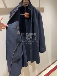 Mensrockar Autumn och Winter Loro Cashmere Single-Breasted Navy Blue Coats Piana