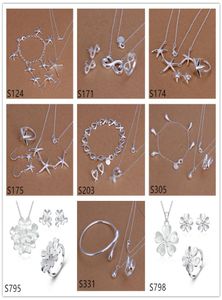 Women039S Sterling Silver Jewelry Sets 6セット多くのミックススタイルEMS58Fashion 925 Silver Necklace Braceter Earring Ring Jewelr7078075