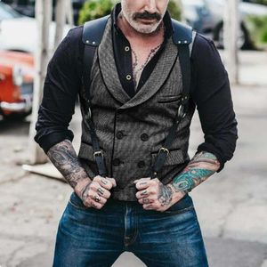 Hahnentritt-Stoff-Gilet, zweireihig, Westen für Herren, Reversweste, Herrenkleid, Weste, Herrenbekleidung, Steampunk, männlich