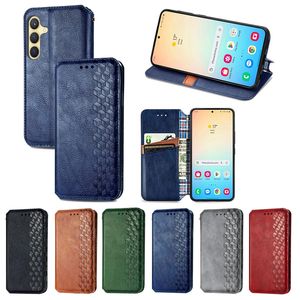 Square Leather Plånbok Telefonfodral för Xiaomi 14 Pro Huawei Honor 100 Pro 5G X50i X7B Redmi K70 K70E Moto G Play 2024 3D Cube Suck Magnet Stängning Hållare Flip Cover Pouch