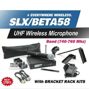 マイク10PCSマイクロフーン無料UHF SLX24BETA58ハンドヘルドソングカラオケシングワイヤレスマイクシステムSLXすべてのラックキットアクセサリー