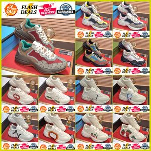 Rhyton Designer Ayakkabı Çok renkli spor ayakkabılar Erkek Kadın Eğitmenler Vintage Tenis 1977 Bee Canvas Lüks Platform Klasik Chaussures Çilek Mouse Moute Shoe 36-45