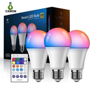 Smart Light Bulbs Group control E27 B22 800LM Color Changing RGBCW LED Light Bulb Works with Alexa Google Home233a