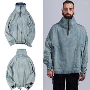 Giacche da uomo La MaxZa Primavera Inverno Vintage Pullover Denim Uomo Hip Hop Casual Cappotto con cerniera oversize Giacca moda maschile