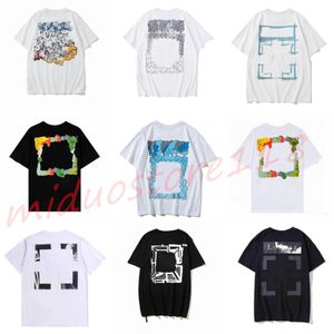 Off Men's T-shirts offs White Tees Arrow Summer Finger Loose Casual SHORT STEVE T-shirt för män och kvinnor Tryckt brev X på bakre utskriften överdimensionerad tee