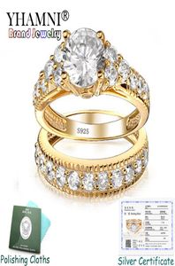 Gesendet Zertifikat Original Solide 925 Silber Ring Set Für Frauen 100 Natürliche Zirkonia 20ct Reines Gold Hochzeit Ringe Edlen Schmuck JR3119761