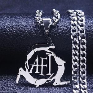 Hänghalsband 3 kaniner Afi rostfritt stålkedja för kvinnor män silver färg halsband smycken kedja collier n4324s06221a