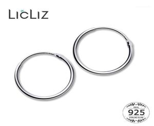 Hoop Huggie LiCliz 2021 925 Sterling Silver Simple Earrings for Women Round Circle White Gold Jewelry Loop Joyas de Plata Le04724742833