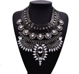 Luxury Flower Bib Crystal Necklace Boho Collar Necklace For Women Costume Jewelry Christmas Gift 1pc 4 Colors1596805