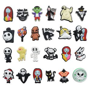 Anime Charms Halloween Horror Pumpkin Sally Jack The Nightmare Before Christmas Cartoon Charms Shoe Accessories PVC Decoration Buckle BJ