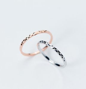 Band Rings Genuine 925 Sterling Silver Rings Women Plain Simple Ring Birthdays Gifts Fashion Rose Gold Italian Jewelry Gift to Girls size 4 4073209