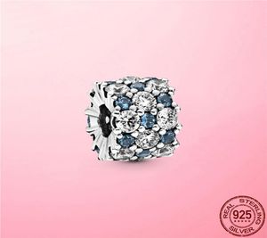 3 cores CZ Beads 925 Sterling Silver Blue e Clear Sparkle Charm Fit Encantos Pulseira Prata 925 Jóias Fazendo Gift2105506