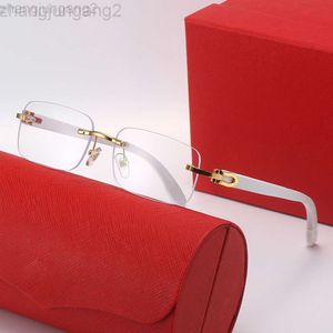 Designer Carti Solglasögon Catier New Kajia Box Wood Leg Men's Fashion Spring Leg Frameless Copper Heart Accessories Glasögon