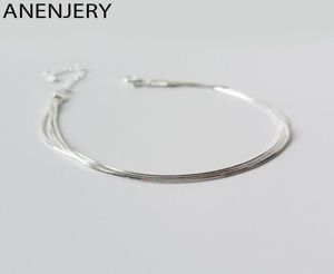 Anenjery Simple 925 Sterling Silver Bone Chain Anklet Bracelet for Women Girl Gift S-B3485631954