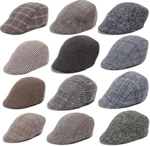 Autumn Winter Men Newsboy Hat Plaid Berets British Western Style Wool Advanced Flat Cap Classic Vintage Striped Beret9286316