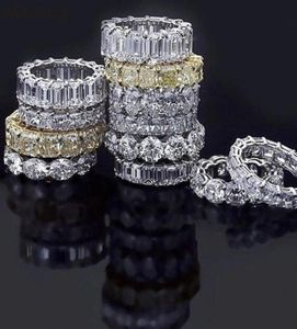 ヴェカロン18スタイルエターニングプロミスリングダイヤモンドCZ 925スターリングシルバーステートメント女性のための結婚指輪リング